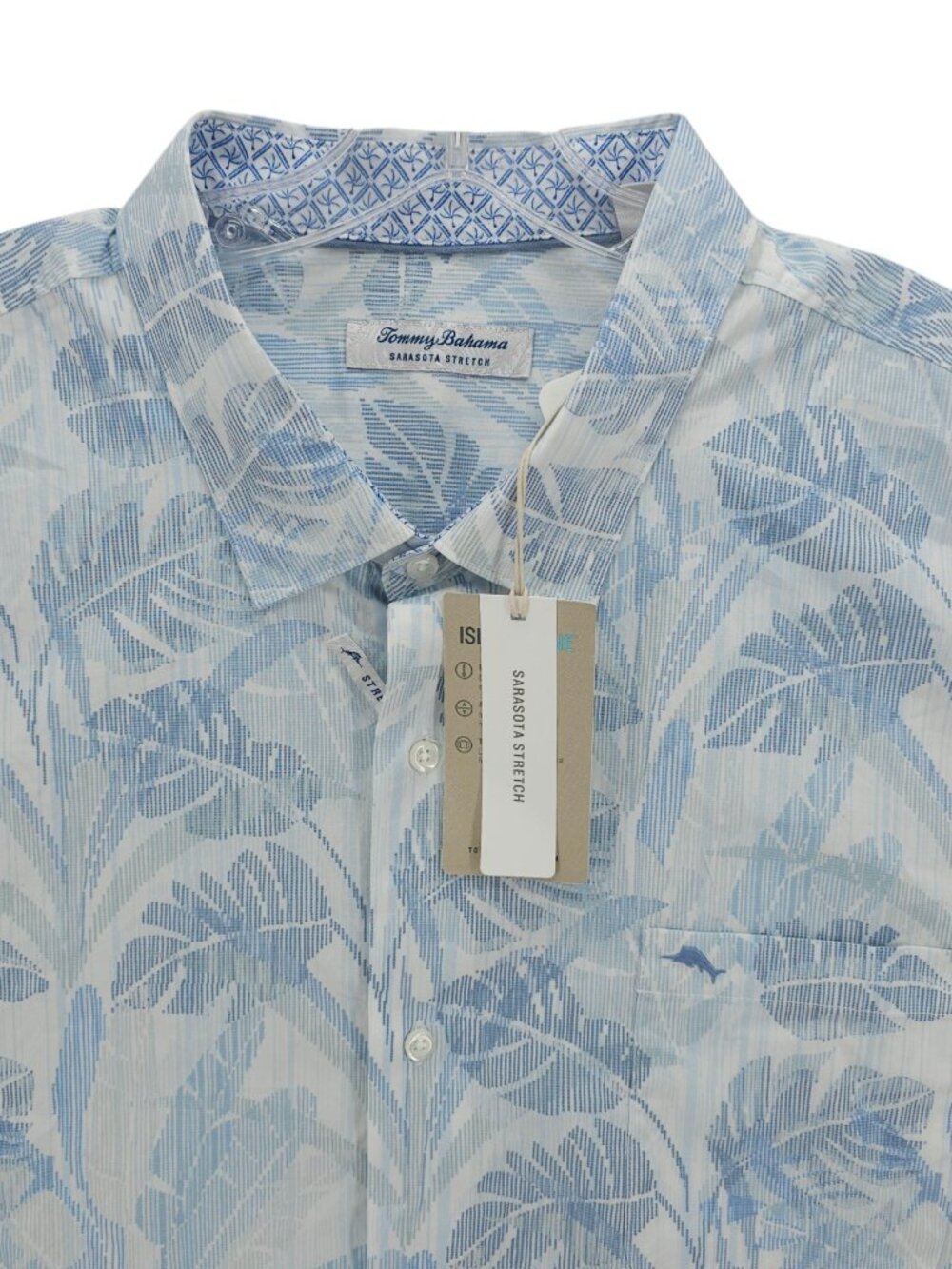 NWT TOMMY BAHAMA Sarasota Stretch Island Zone Shirt Misty Fronds Dew Drop 3XLB